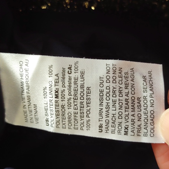 NWT Chico's Sz 2(12/14) Classic Navy Foil Tweed Long Sleeve Jacket Gold Metallic - Picture 15 of 16